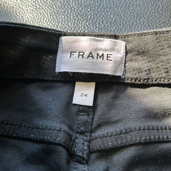 Frame Denim Le Crop Mini Boot Cut Mid Rise Houndstooth Shine Black Sz 24 NEW - Picture 10 of 14